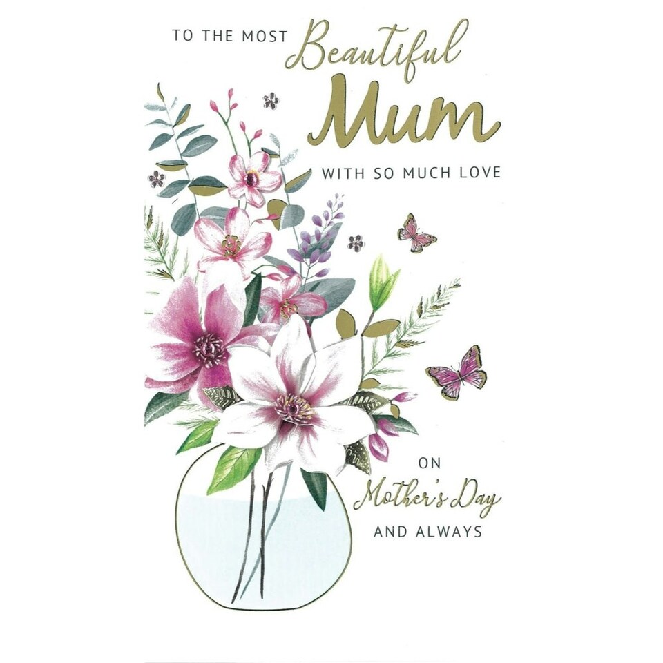 image 1 of Beautiful Mum Butterfly Blooms! Mother's Day Hand-Finished Card