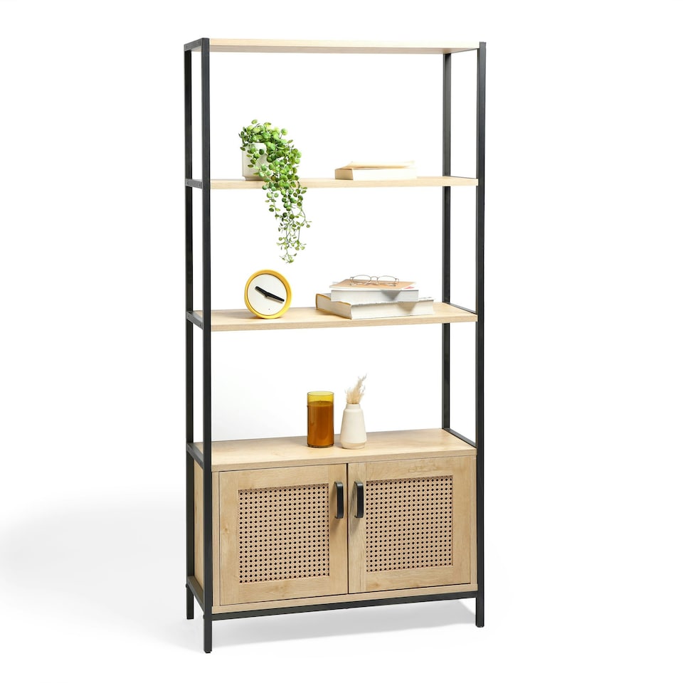 image 1 of Spinningfield Natural Light Wood Effect Rattan Bookstand Brown