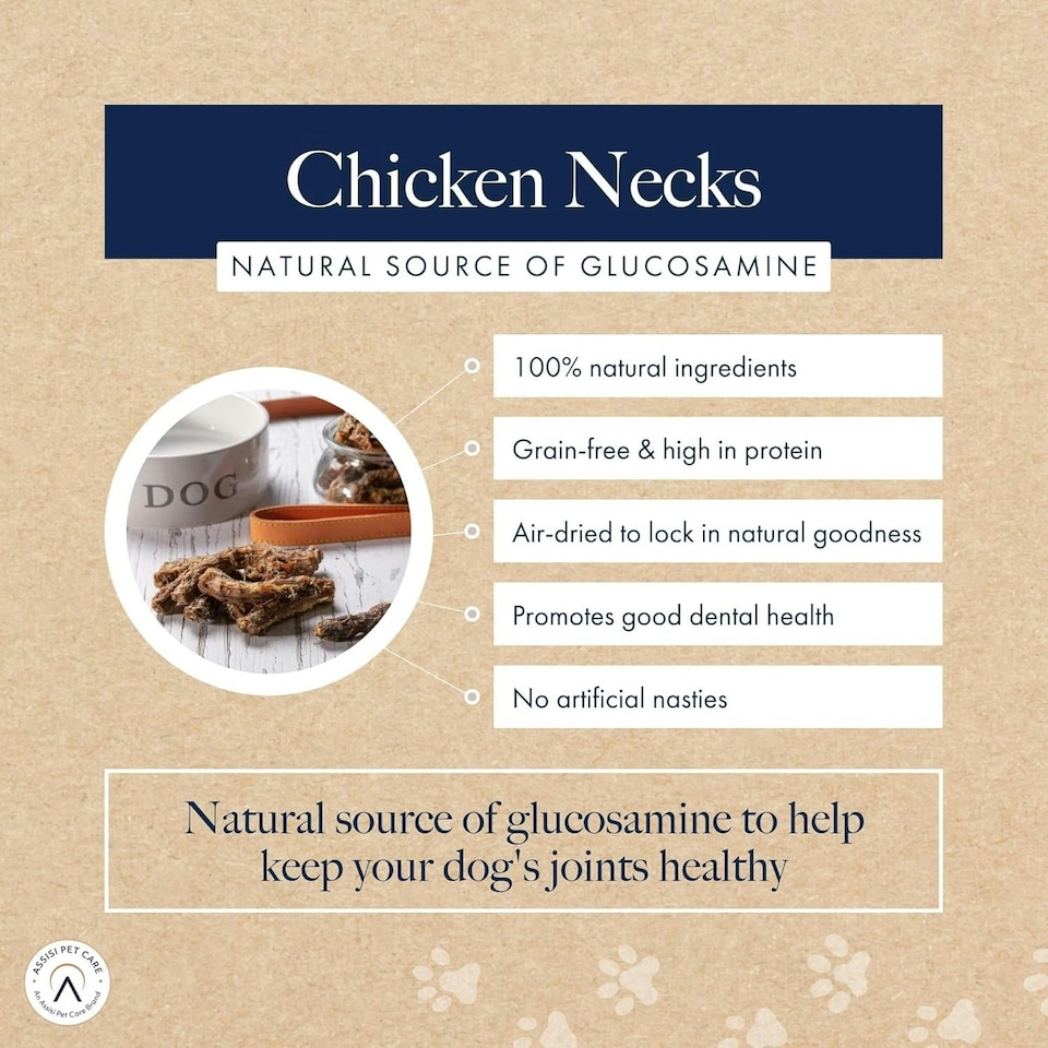 image 1 of Hollings Chicken Necks Dog Treats, 100% Natural Air Dried Chew Treats for Adult Dogs, Grain Free and High in Protein (2kg)