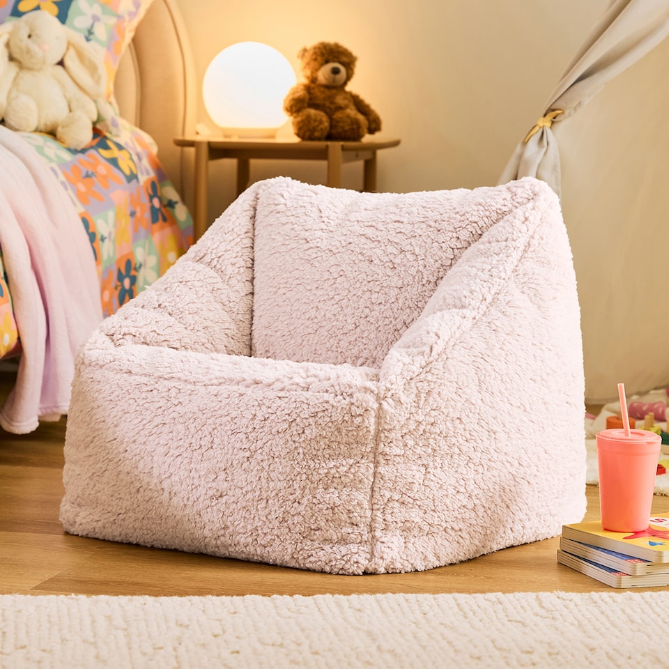 image 1 of icon Kids Natalia Teddy Fleece Armchair, Light Pink
