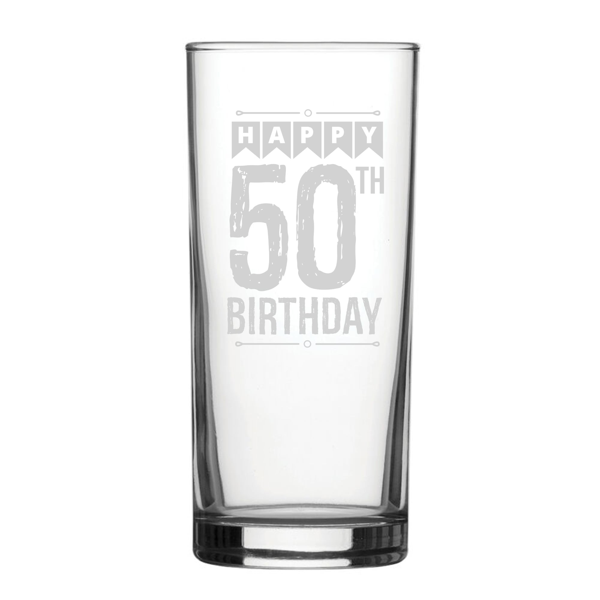 Personalised Happy 50th Birthday Engraved Novelty Hiball Glass