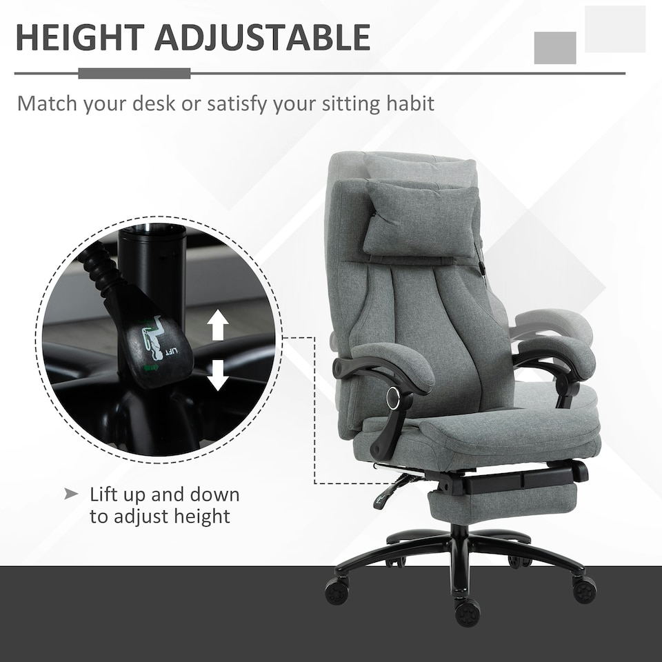 image 1 of Vinsetto Executive Office Chair with Vibration Massage Pillow USB Power Wheels