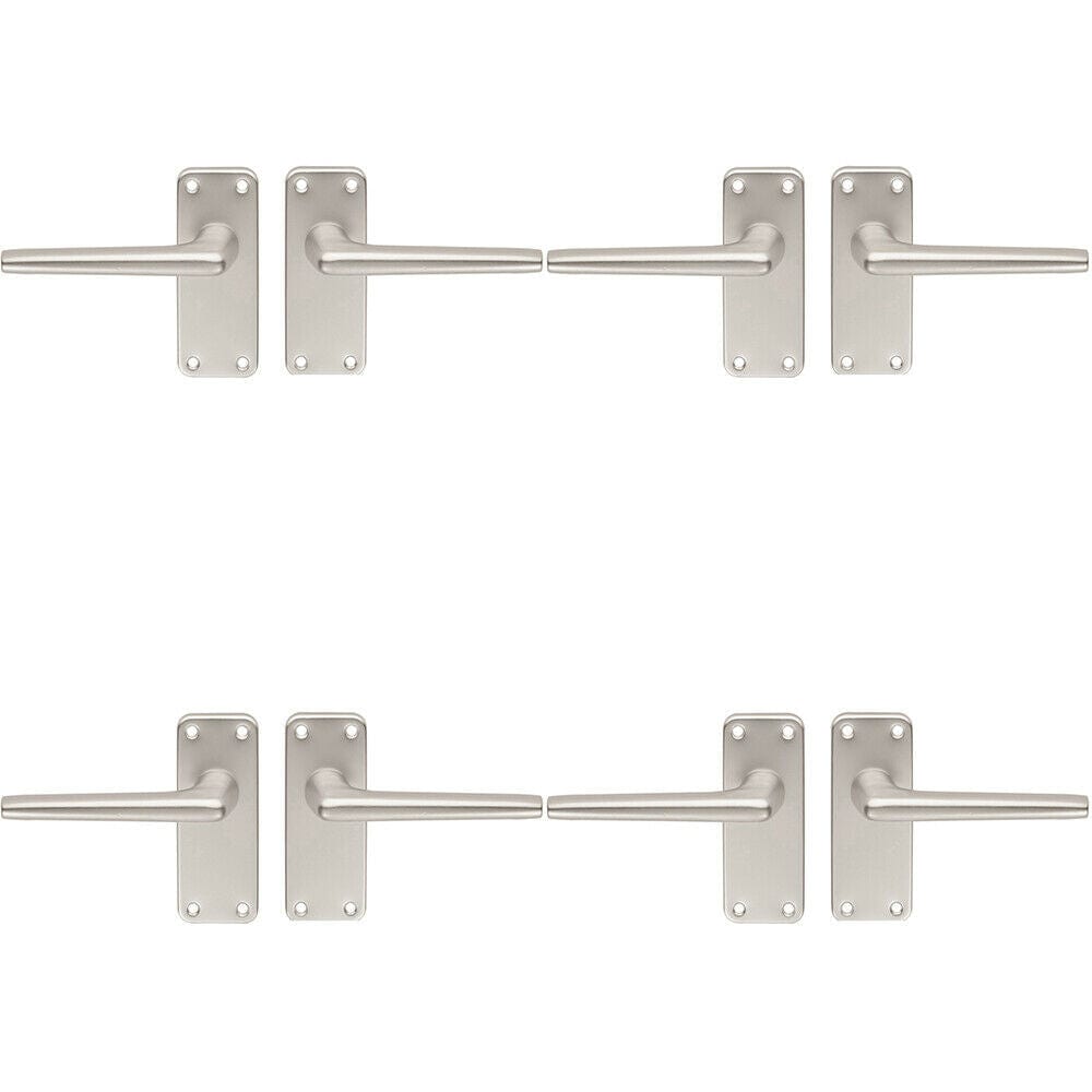 Loops 4x PAIR Straight Tapered Handle on Latch Backplate 102 x 41mm Satin Aluminium