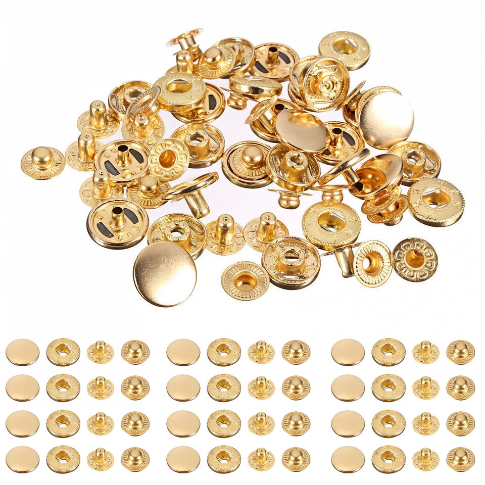 image 1 of 15mm S Spring Press Studs 4-Part, Durable & Lightweight - 100pcs