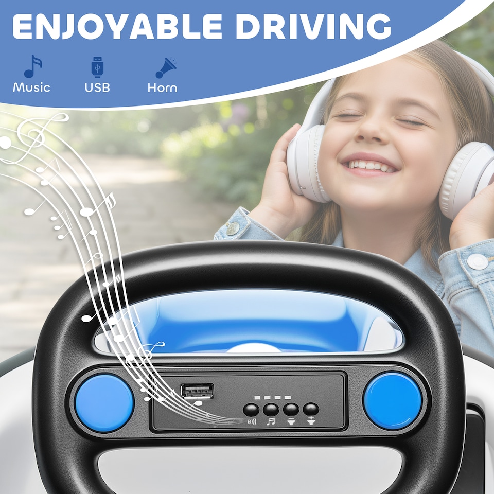 image 1 of AIYAPLAY Kids Bumper Car with 360-Degree Rotation Spin, Safety Belt, Blue