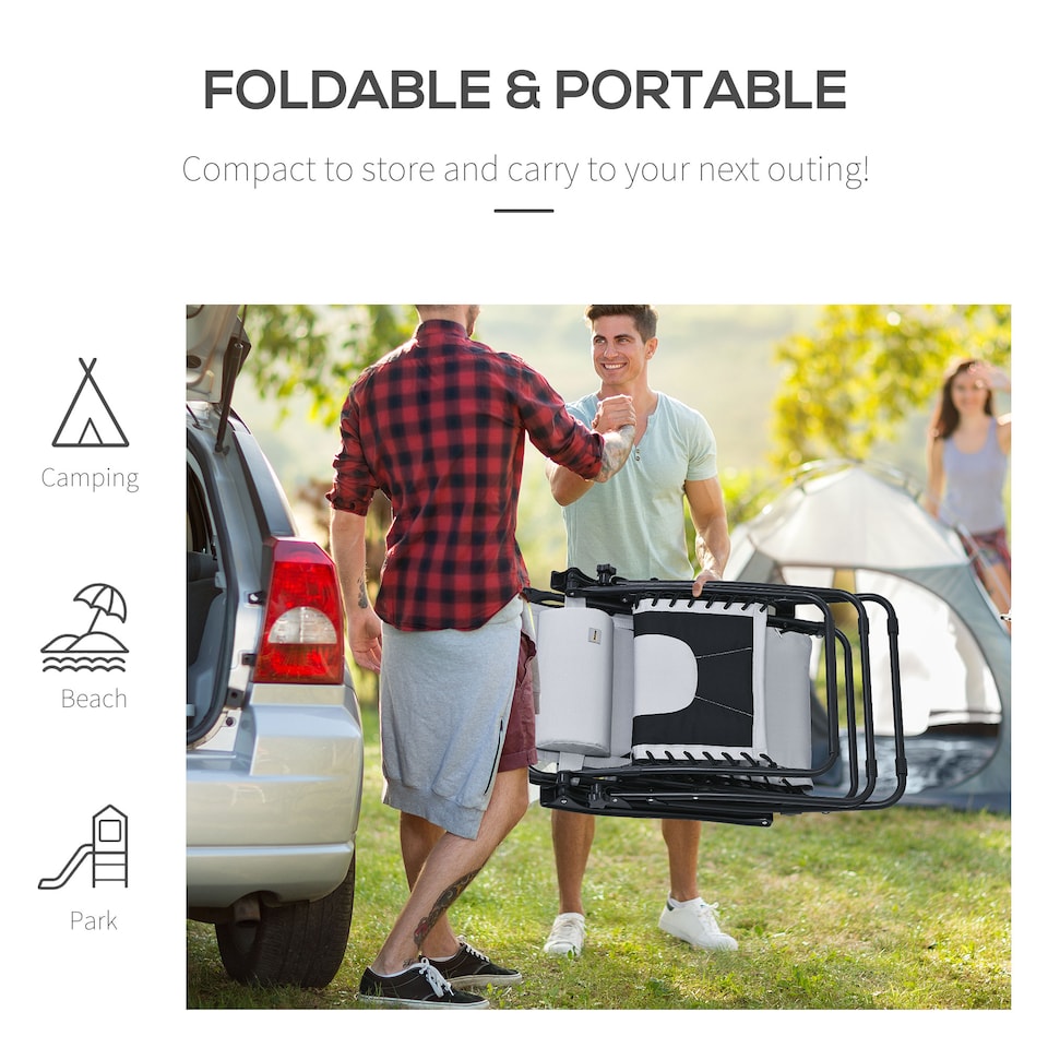 image 1 of Outsunny Zero Gravity Lounger Chair, Folding Reclining Patio Chair with Shade Cover, Padded Seat, Cup Holder, Soft Cushion and Headrest for Poolside, Camping, Grey