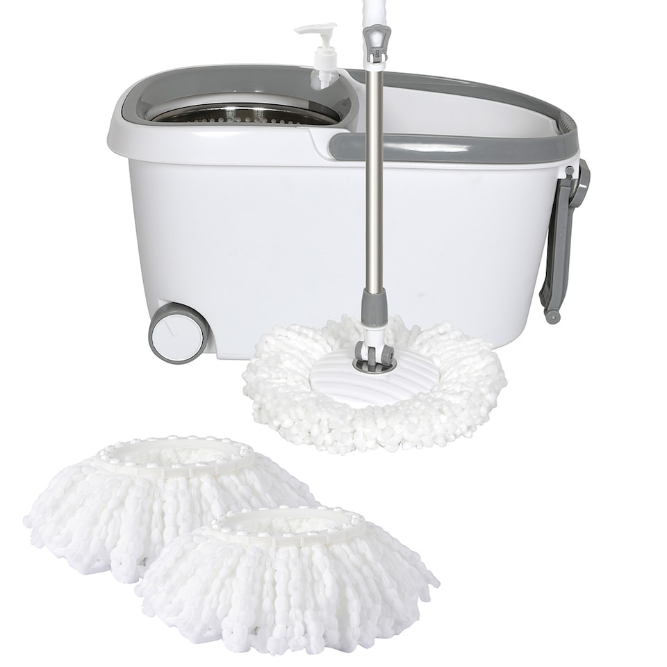image 1 of Cleanflo Stainless Steel Spin Mop Bucket Set | White | White