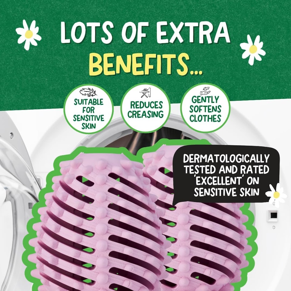 image 1 of Ecoegg Dryer Balls | Spring Blossom | Reduces Drying Time | Tumble Dryer Balls Replacement | Freshens and Softens Clothes | Hypoallergenic | 2 Eggs | Scent Boosters
