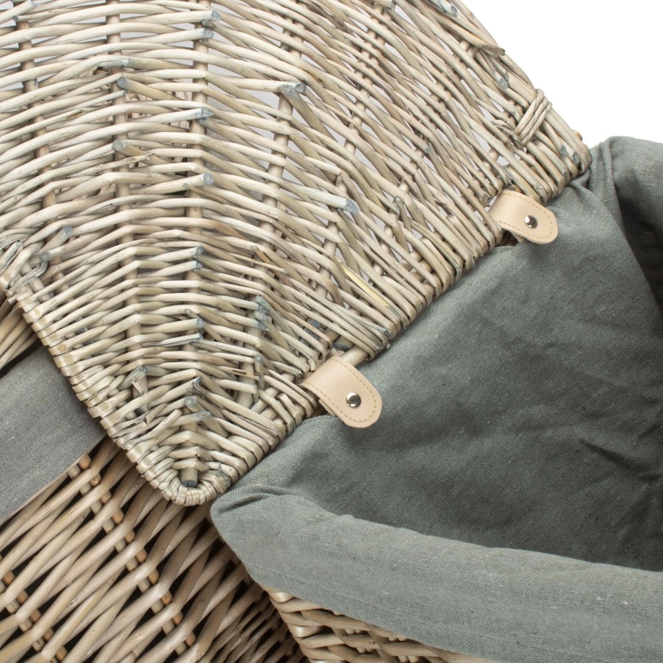 image 1 of Set of 2 Antique Wash Corner Linen Basket with Grey Sage Lining | Grey | Grey