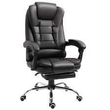 HOMCOM PU Leather Executive Office Chair with Retractable Footrest, Brown