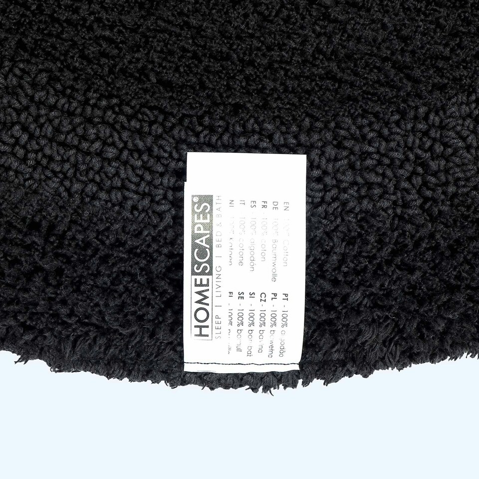 image 1 of Homescapes Luxury Reversible Semi Circle Bath Mat - Black Black