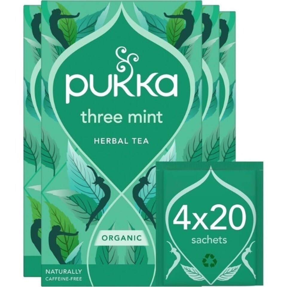 image 1 of Pukka Herbs Organic Herbal Tea, Three Mint, 4 Packs, 80 Teabags 4