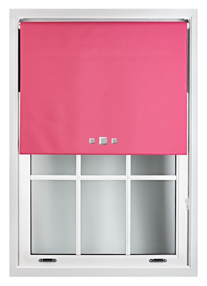 image 1 of FURNISHED Blackout Roller Blinds with Triple Square Eyelets Cut to Size Easy Fit Window Shade | Pink | Fuchsia | (W) 60cm x (L) 165cm