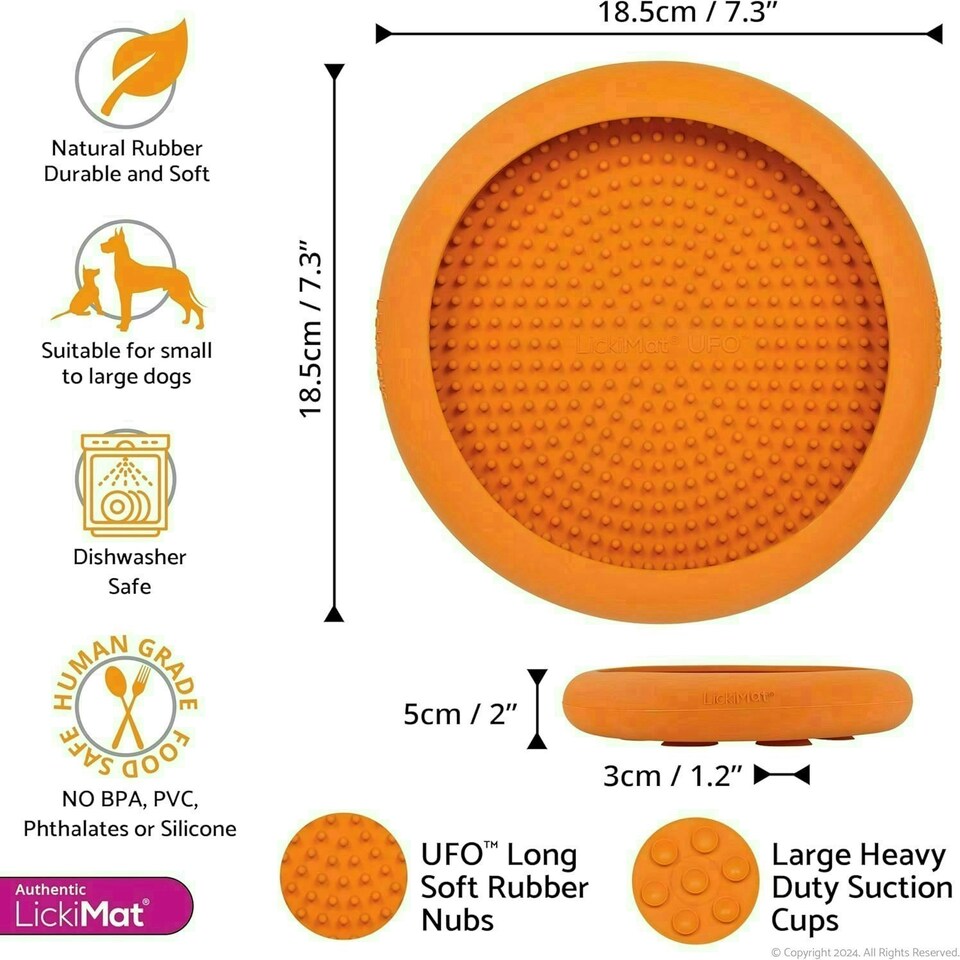 image 1 of LickiMat UFO Bathing Shower & Grooming Distractor Orange