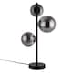 image 2 of Set of 2 Cole - Black with Smoke Glass Globes 3 Light Table Lamps