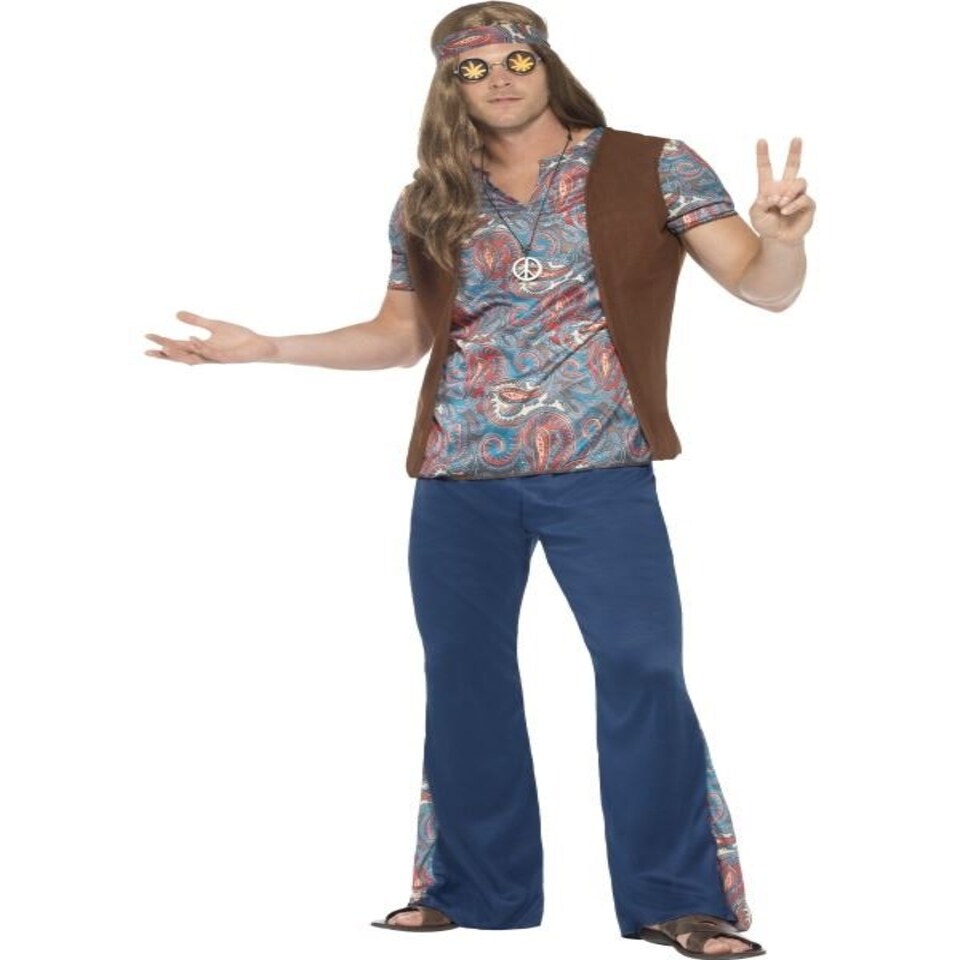 Orion the Hippie Costume - Blue - with Top - Trousers - Headscarf & Medallion - 45517L L