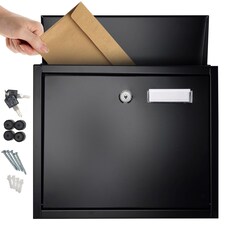 FURNISHED Outdoor Wall Mounted Post Box Galvanized Steel | Black | Black