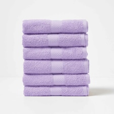 Homescapes Turkish Cotton Hand Towel Set of 6 - Lilac | Purple | Hand towel | 6