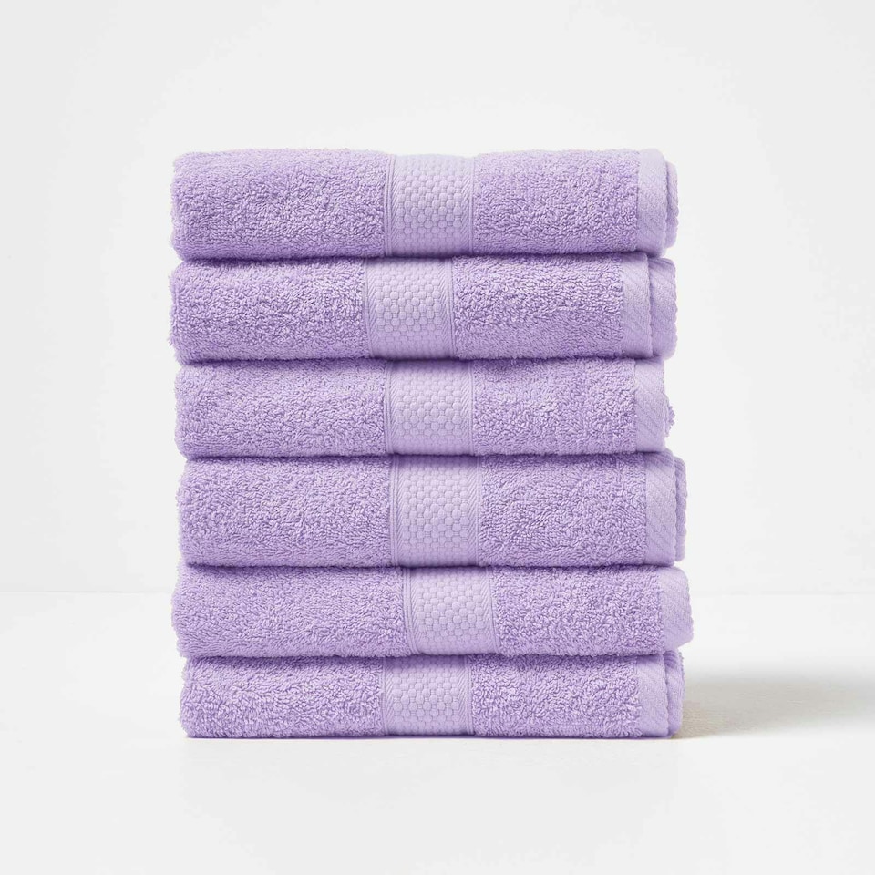 image 1 of Homescapes Turkish Cotton Hand Towel Set of 6 - Lilac | Purple | Hand towel | 6