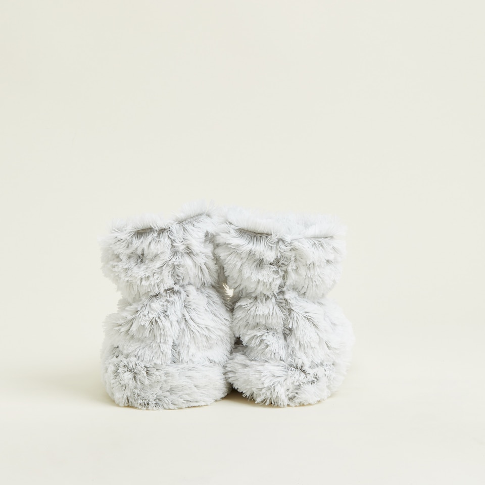 image 1 of Warmies Microwavable Boots Marshmallow Grey