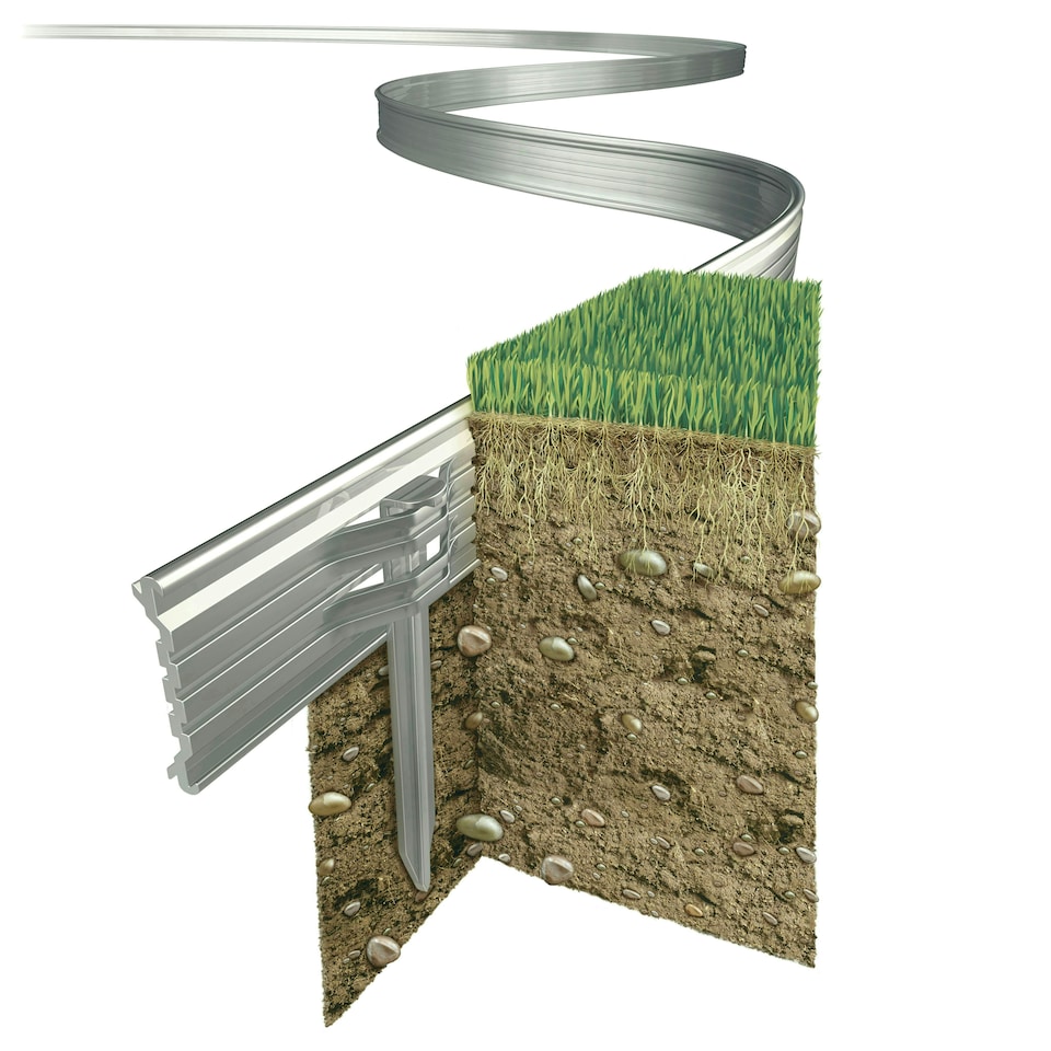 image 1 of Swift Edge Garden Edging - Lawns, Borders, Pathways, Plots, Flowerbeds, Landscaping - Aluminium 100mm tall - 12m pack - Natural