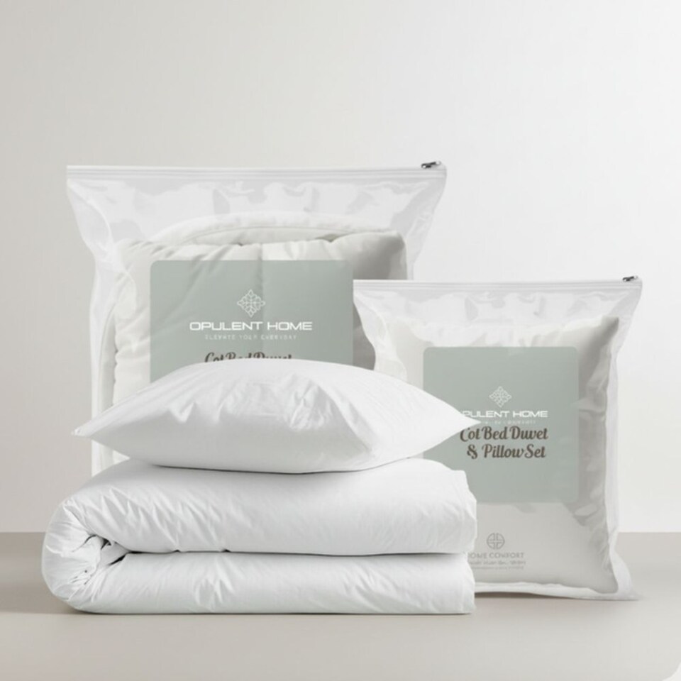 image 1 of Opulent Home 9 Tog Cot Bed Duvet and Pillow Set | Anti-Allergy Baby & Toddler Winter Quilt Bedding|White