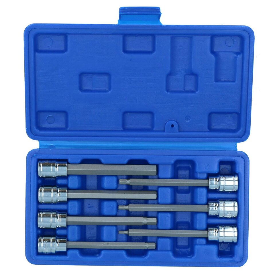 image 1 of Metric MM Long Allen Hex Key Sockets 3mm - 10mm 7pc Set 3/8" Drive