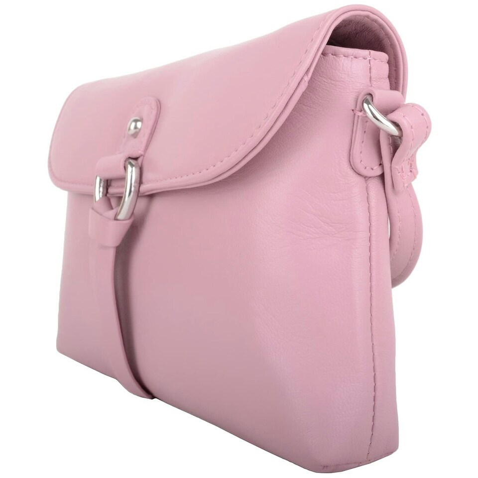 image 1 of Premium Soft Genuine Leather Cross Body Shoulder Bag, Tassel Detail Pink | Blush