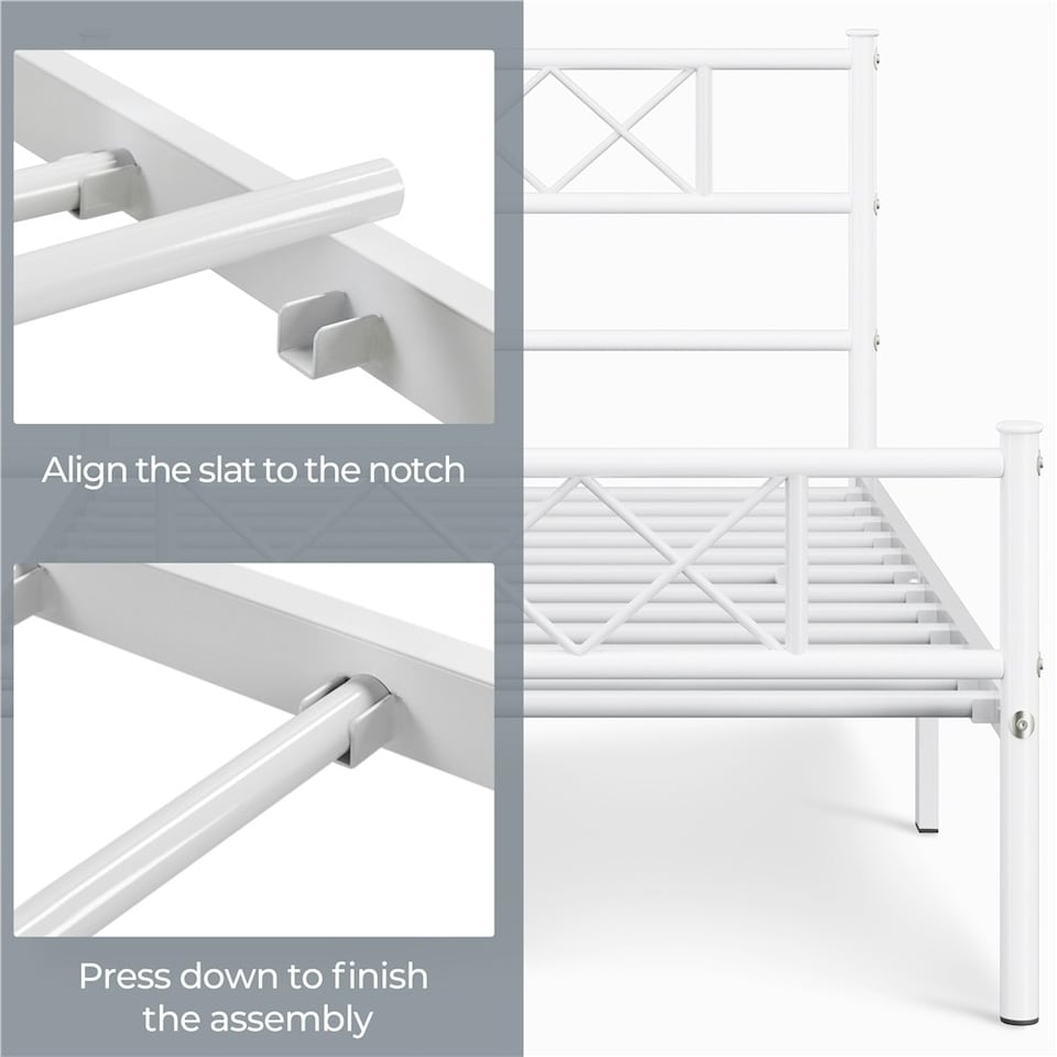 image 1 of Yaheetech 3ft Single Simple Metal Bed Frame Mattress Foundation White