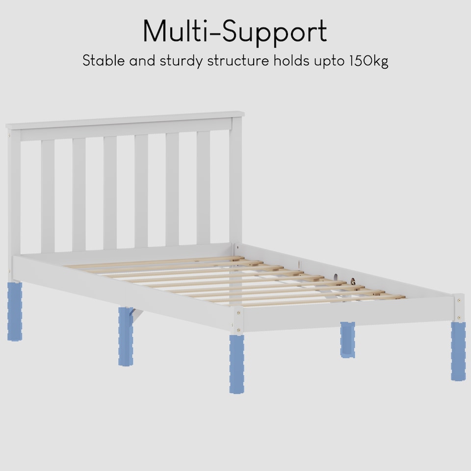 image 1 of Vida Designs Milan 3ft Single Bed Wood Frame, Low Foot End, White, 90 x 190cm