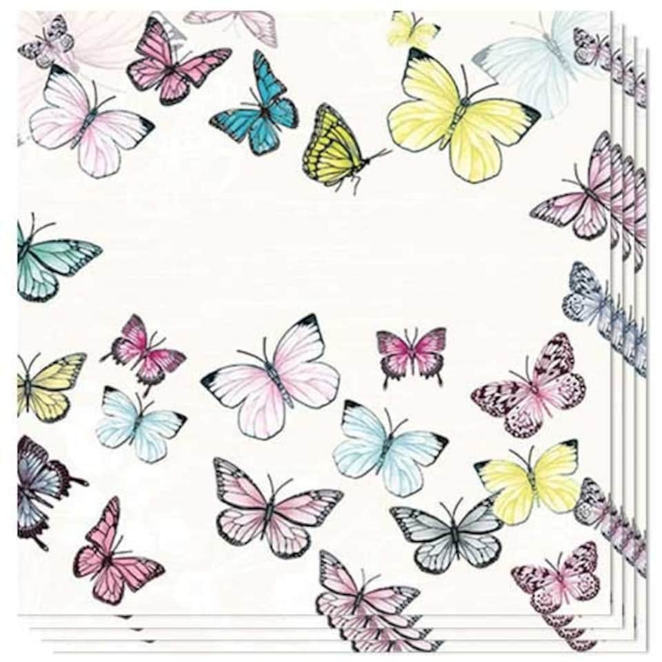 Ivory Butterflies Premium Decoupage Luncheon Napkins 3 Ply 33cm - Pack of 20