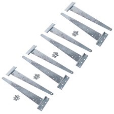 16in / 400mm Heavy Duty T Tee Hinges For Shed + Garden Gates Zinc Plated 8pc