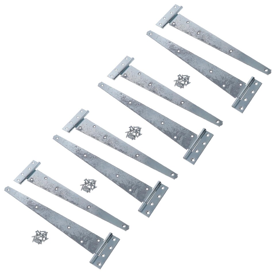 image 1 of 16in / 400mm Heavy Duty T Tee Hinges For Shed + Garden Gates Zinc Plated 8pc
