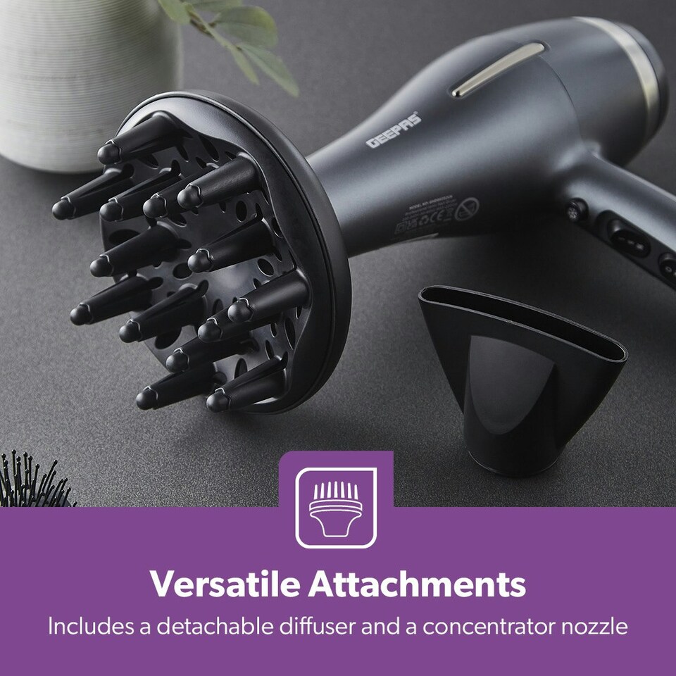 image 1 of GEEPAS Professional Hair Dryer | Ionic Diffuser Hairdryer with Concentrator