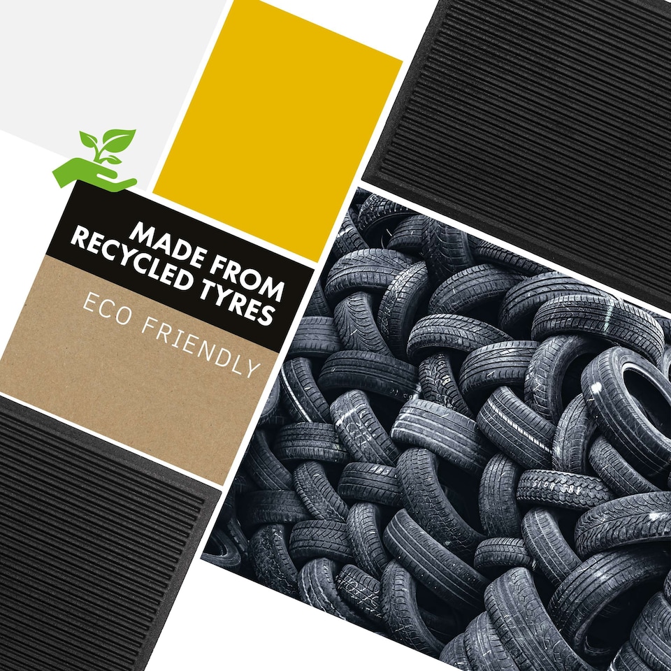 image 1 of Nicoman Ribbed Harmony Entrance Doormat 120x80cm | Black | 120x80cm