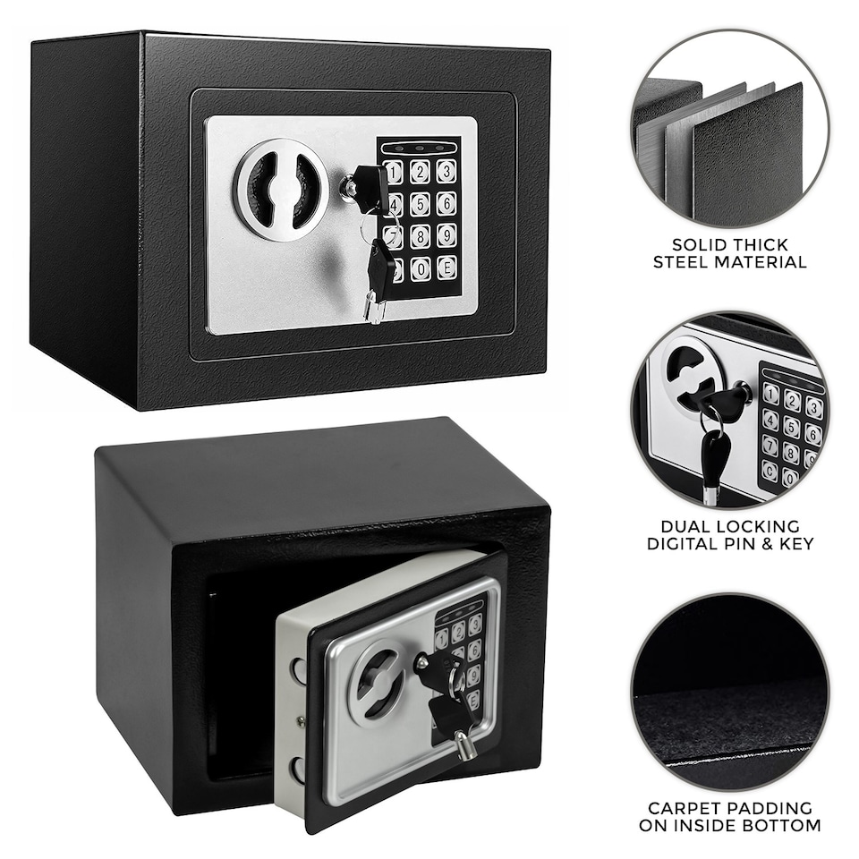 image 1 of Secure Digital Steel Safe High Security Electronic Home Office Money Safety Box, Black