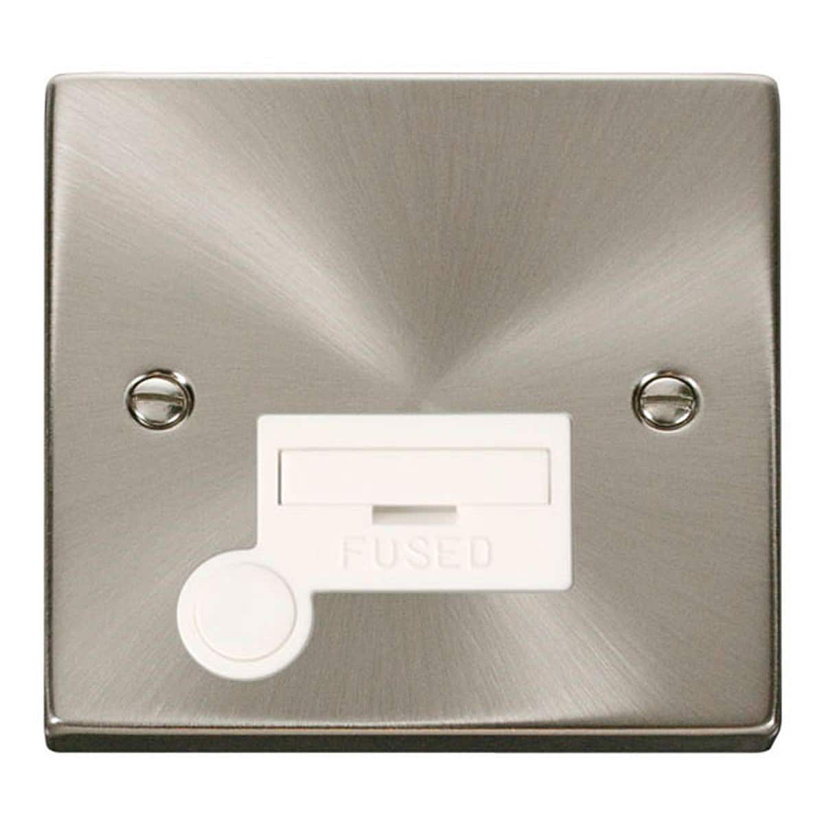 SE Home Satin / Brushed Chrome 13A Fused Connection Unit With Flex in Metallic Silver