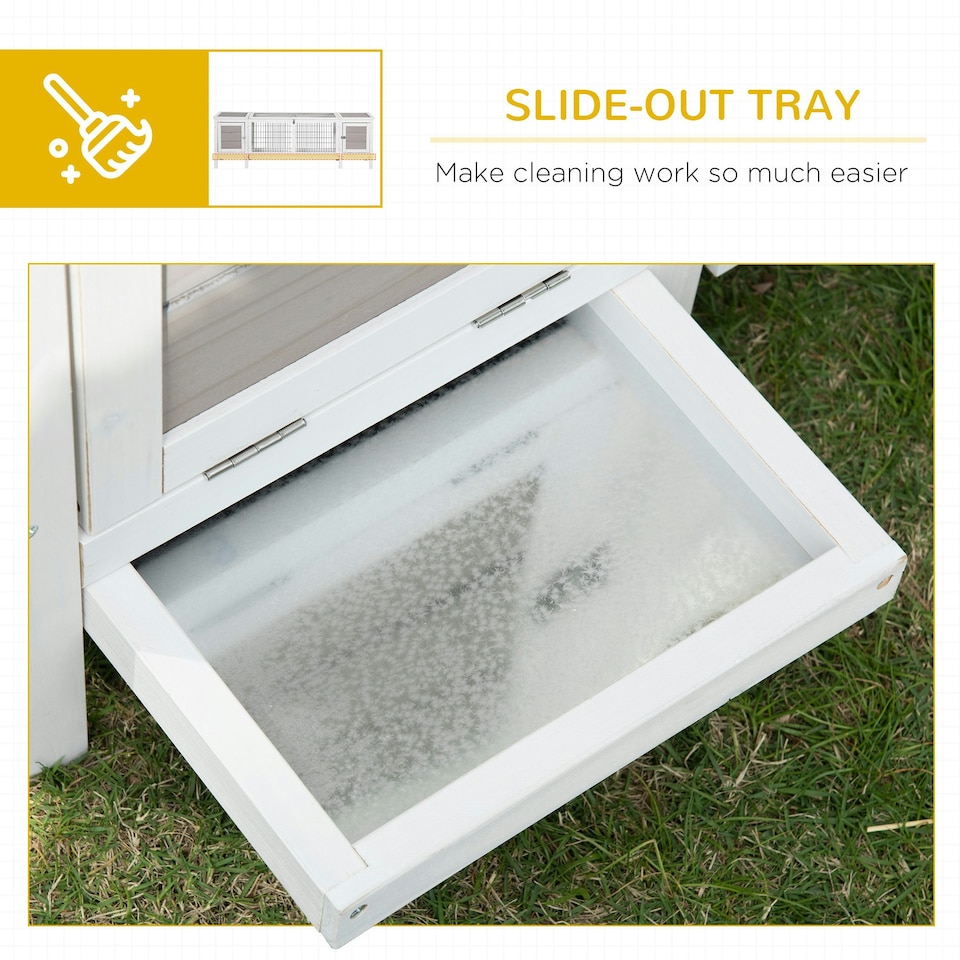 image 1 of PawHut Rabbit Hutch, Guinea Pig Cage w/ Slide Out Tray & Bunny Run, Grey