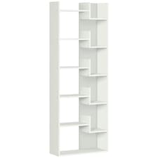 HOMCOM 6-Tier Bookshelf Freestanding Decorative Storage Shelves for Home White