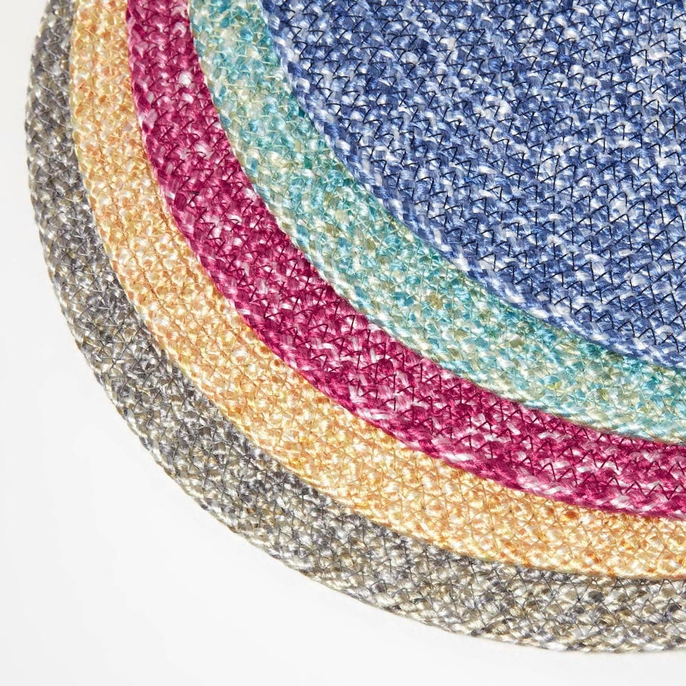 image 1 of Homescapes Green Handwoven Round Placemats Set of 4 Green