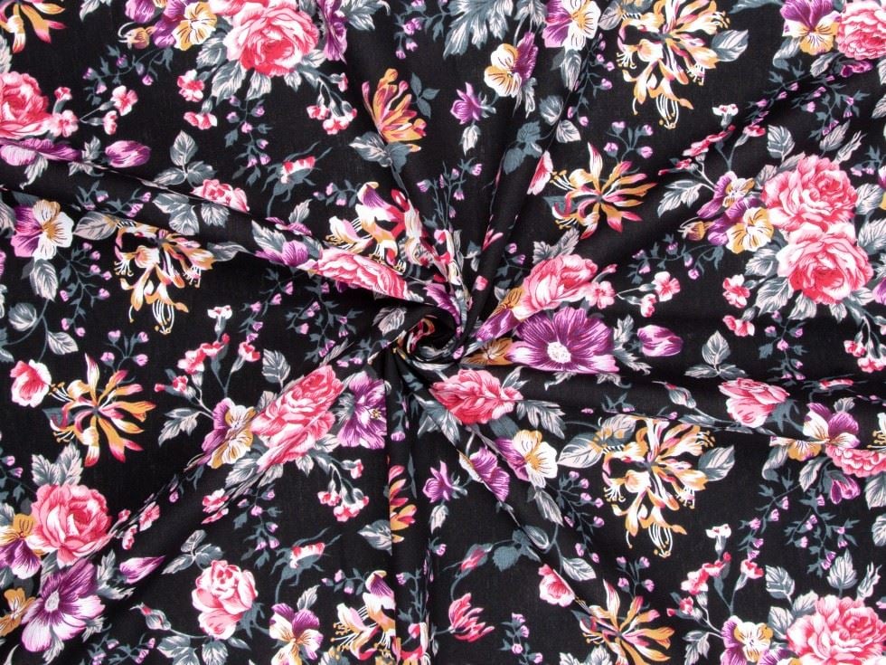 Minerva Black Deadstock Cotton Poplin Bag Making Fabric per metre - 149cm / 58" Wide
