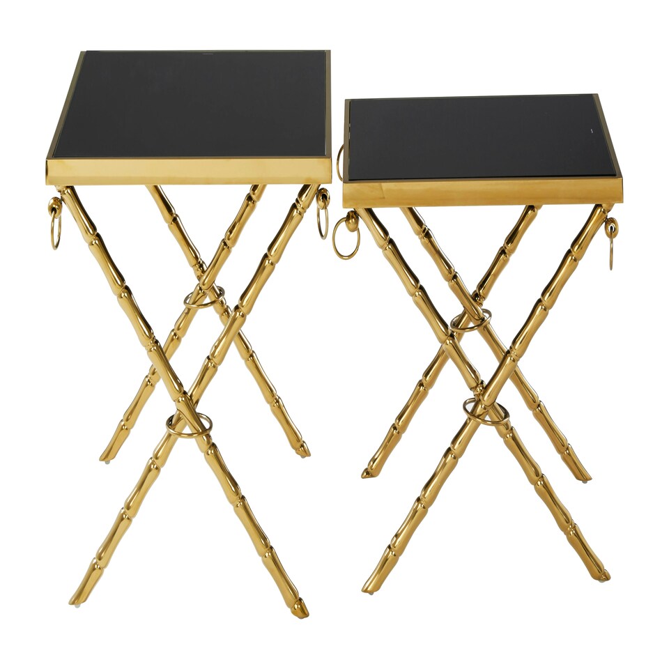 image 1 of Interiors by Premier Contemporary Design Set Of 2 Nesting Tables, Versatile Side Tables, Elegant And Functional Square Tables Gold
