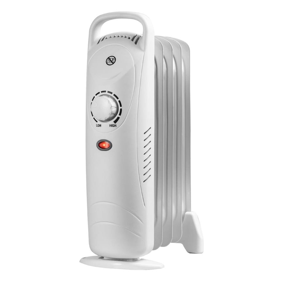 image 1 of Daewoo 650W Mini Oil Filled Radiator with Thermostat 5 Fin White