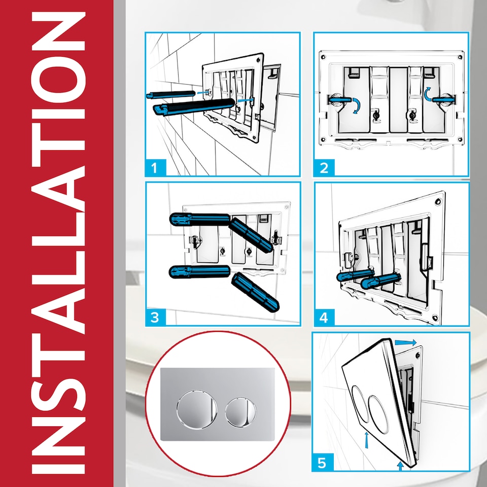 image 1 of SPARES2GO Luxury Flush Plate Kit for Skylo Concealed Toilet Cistern Wall Hung Frame (Chrome Silver, 245mm x 165mm)