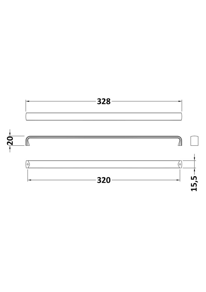 image 1 of Balterley Modern Bathroom Furniture Cabinet Thin D Shape Furniture Handle | Black | Matt Black | 1