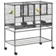 image 1 of PawHut Double Rolling Bird Cage with Removable Metal Tray and Storage Shelf