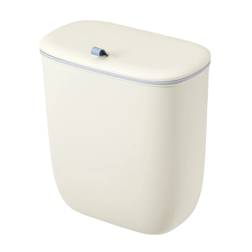 image 1 of Living and Home 12L Hanging Rubbish Bin for Kitchen Bathroom With Lid | Cream