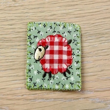 Red & Green Gingham Sheep Patch Motif for Dressmaking - each
