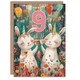 image 1 of Cute Bunny Unicorn 9th Birthday Card for Kids Son or Daughter