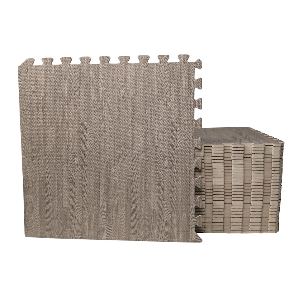 image 1 of Samuel Alexander 4 Piece Grey Wood Effect EVA Foam Floor Protective Tiles Mats 60x60cm
